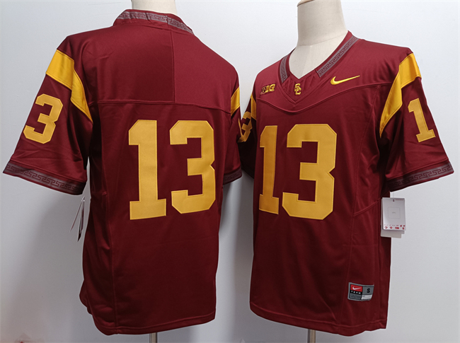 Men's USC Trojans Red #13 Caleb Williams 2024 F.U.S.E. No Name Stitched Jersey